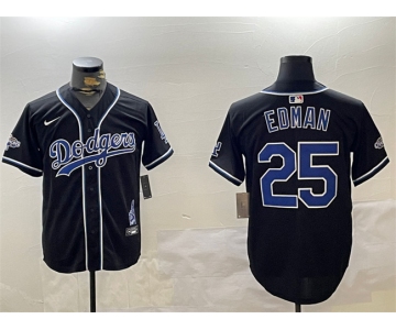 Men's Los Angeles Dodgers #25 Tommy Edman Black 2024 World Series Champions Limited Stitched Baseball Jersey