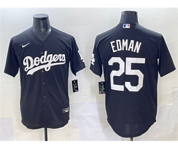 Men's Los Angeles Dodgers #25 Tommy Edman Black Stitched Baseball Jersey