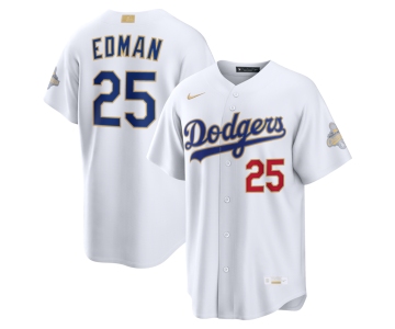Men's Los Angeles Dodgers #25 Tommy Edman Nike White 2026 Gold Collection Stadium Jersey