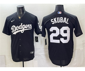 Men's Los Angeles Dodgers #29 Tarik Skubal Black Cool Base Stitched Baseball Jersey