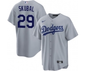 Men's Los Angeles Dodgers #29 Tarik Skubal Gray Cool Base Stitched Baseball Jersey Men's Los Angeles Dodgers #29 Tarik Skubal Gray Cool Base Stitched Baseball Jersey
