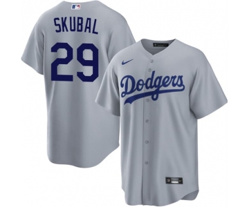 Men's Los Angeles Dodgers #29 Tarik Skubal Gray Cool Base Stitched Baseball Jersey