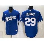 Men's Los Angeles Dodgers #29 Tarik Skubal Royal Cool Base Stitched Baseball Jersey Men's Los Angeles Dodgers #29 Tarik Skubal Royal Cool Base Stitched Baseball Jersey