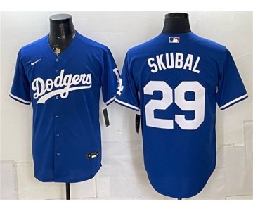 Men's Los Angeles Dodgers #29 Tarik Skubal Royal Cool Base Stitched Baseball Jersey