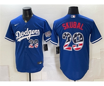 Men's Los Angeles Dodgers #29 Tarik Skubal Royal USA 250 Fourth of July Home Stitched Baseball Jersey