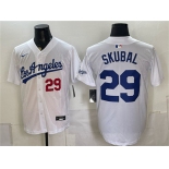 Men's Los Angeles Dodgers #29 Tarik Skubal White Alternate Stadium Stitched Baseball Jersey Men's Los Angeles Dodgers #29 Tarik Skubal White Alternate Stadium Stitched Baseball Jersey
