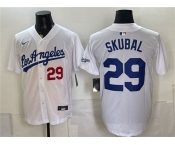 Men's Los Angeles Dodgers #29 Tarik Skubal White Alternate Stadium Stitched Baseball Jersey Men's Los Angeles Dodgers #29 Tarik Skubal White Alternate Stadium Stitched Baseball Jersey