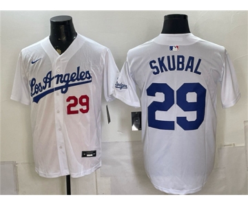 Men's Los Angeles Dodgers #29 Tarik Skubal White Alternate Stadium Stitched Baseball Jersey