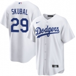 Men's Los Angeles Dodgers #29 Tarik Skubal White Cool Base Stitched Baseball Jersey Men's Los Angeles Dodgers #29 Tarik Skubal White Cool Base Stitched Baseball Jersey