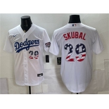 Men's Los Angeles Dodgers #29 Tarik Skubal White USA 250 Fourth of July Home Stitched Baseball Jersey Men's Los Angeles Dodgers #29 Tarik Skubal White USA 250 Fourth of July Home Stitched Baseball Jersey