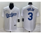 Men's Los Angeles Dodgers #3 Chris Taylor White Stitched MLB Cool Base Nike Jersey