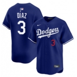 Men's Los Angeles Dodgers #3 Edwin Díaz Royal Cool Base Stitched Baseball Jersey