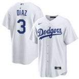 Men's Los Angeles Dodgers #3 Edwin Díaz White Cool Base Stitched Baseball Jersey