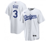 Men's Los Angeles Dodgers #3 Edwin Díaz White Cool Base Stitched Baseball Jersey