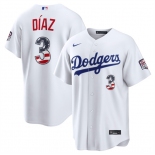 Men's Los Angeles Dodgers #3 Edwin Díaz White USA 250 Fourth of July Home Stitched Baseball Jersey Men's Los Angeles Dodgers #3 Edwin Díaz White USA 250 Fourth of July Home Stitched Baseball Jersey