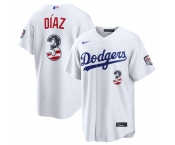 Men's Los Angeles Dodgers #3 Edwin Díaz White USA 250 Fourth of July Home Stitched Baseball Jersey Men's Los Angeles Dodgers #3 Edwin Díaz White USA 250 Fourth of July Home Stitched Baseball Jersey