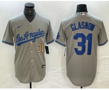 Men's Los Angeles Dodgers #31 Tyler Glasnow Gray Alternate Team Logo Cool Base Jersey