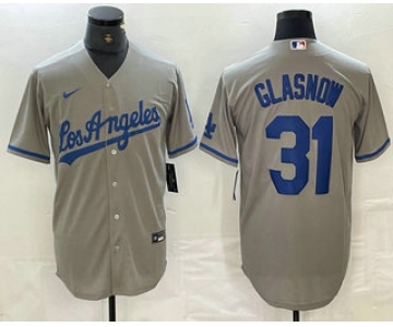Men's Los Angeles Dodgers #31 Tyler Glasnow Grey Stitched Cool Base Nike Jersey