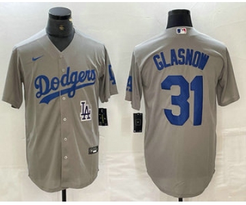 Men's Los Angeles Dodgers #31 Tyler Glasnow Grey Stitched Cool Base Nike Jerseys