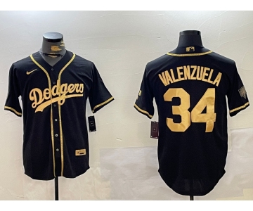 Men's Los Angeles Dodgers #34 Fernando Valenzuela Black Authentic Collection Stitched MLB Jersey