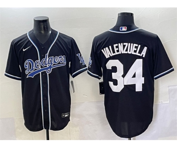 Men's Los Angeles Dodgers #34 Fernando Valenzuela Black Fashion Stitched Baseball Jersey