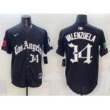 Men's Los Angeles Dodgers #34 Fernando Valenzuela Black Mexico 2025 LA Gothic Style With Fernando Patch Vapor Premier Limited Stitched Baseball Jersey