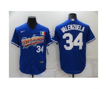 Men's Los Angeles Dodgers #34 Fernando Valenzuela Blue Authentic Jersey
