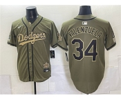 Men's Los Angeles Dodgers #34 Fernando Valenzuela Olive 2026 Armed Forces Day Stitched Baseball Jersey Men's Los Angeles Dodgers #34 Fernando Valenzuela Olive 2026 Armed Forces Day Stitched Baseball Jersey