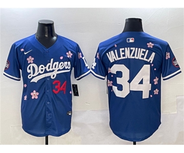 Men's Los Angeles Dodgers #34 Fernando Valenzuela Royal 2025 Tokyo Series Limited Stitched Baseball Jersey