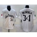 Men's Los Angeles Dodgers #34 Fernando Valenzuela White Mexico 2025 LA Gothic Style With Fernando Patch Vapor Premier Limited Stitched Baseball Jersey