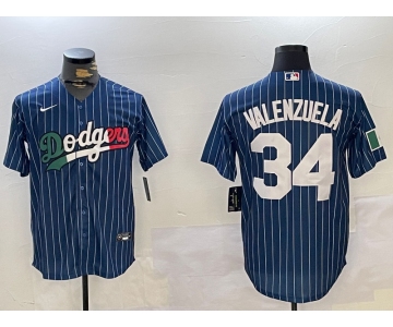 Men's Los Angeles Dodgers #34 Fernando Valenzuela blue Authentic Collection Stitched MLB Jersey