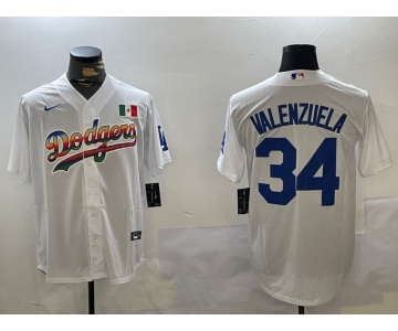 Men's Los Angeles Dodgers #34 Fernando Valenzuela white Authentic Collection Stitched MLB Jersey