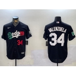 Mens Los Angeles Dodgers #34 Toro Valenzuela Black Mexico 2024 World Series Cool Base Stitched Baseball Jersey