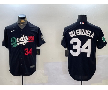 Mens Los Angeles Dodgers #34 Toro Valenzuela Black Mexico 2024 World Series Cool Base Stitched Baseball Jersey