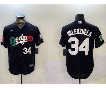 Men's Los Angeles Dodgers #34 Toro Valenzuela Black Mexico 2024 World Series Cool Base Stitched Baseball Jerseys