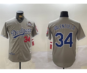 Men's Los Angeles Dodgers #34 Toro Valenzuela Grey 2024 World Series 1981 Cooperstown Stitched Baseball Jersey
