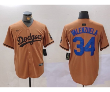 Men's Los Angeles Dodgers #34 Toro Valenzuela Olive Cool Base Limited Stitched Jersey