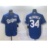 Men's Los Angeles Dodgers #34 Toro Valenzuela Royal 2024 World Series Cool Base Stitched Baseball Jersey