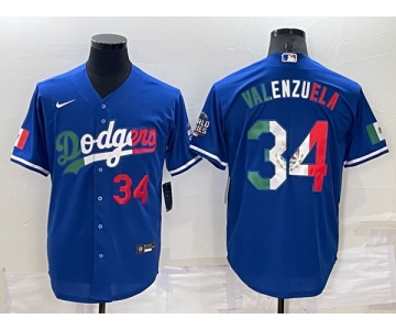 Mens Los Angeles Dodgers #34 Toro Valenzuela Royal Mexico Cool Base Stitched Baseball Jersey