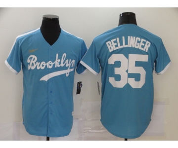 Men's Los Angeles Dodgers #35 Cody Bellinger Nike Light Blue Cooperstown Collection Alternate Jersey