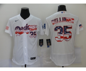 Men's Los Angeles Dodgers #35 Cody Bellinger Nike  White USA Flag Fashion Flex Base Authentic Baseball Jersey