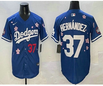 Men's Los Angeles Dodgers #37 Teoscar Hernandez Blue 2025 Tokyo Series Limited Jersey