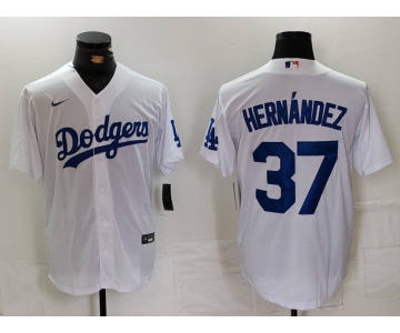 Men's Los Angeles Dodgers #37 Teoscar Hernandez White Cool Base Stitched Jersey