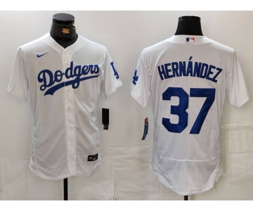 Men's Los Angeles Dodgers #37 Teoscar Hernandez White Flex Base Stitched Jersey