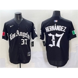 Men's Los Angeles Dodgers #37 Teoscar Hernández Black 2025 LA Gothic Style With Fernando Patch Vapor Premier Limited Stitched Baseball Jersey