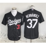 Men's Los Angeles Dodgers #37 Teoscar Hernández Black Cool Base Stitched Baseball Jersey