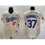 Men's Los Angeles Dodgers #37 Teoscar Hernández Cream 2025 Tokyo Series Limited Stitched Baseball Jersey