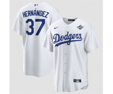 Men's Los Angeles Dodgers #37 Teoscar Hernández White 2025 World Series Home Cool Base Stitched Baseball Jersey