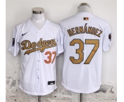 Men's Los Angeles Dodgers #37 Teoscar Hernández White Gold 2025 Cool Base Stitched Baseball Jersey Men's Los Angeles Dodgers #37 Teoscar Hernández White Gold 2025 Cool Base Stitched Baseball Jersey