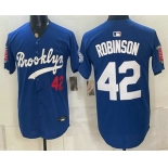 Men's Los Angeles Dodgers #42 Jackie Robinson Blue 1955 Throwback Jersey